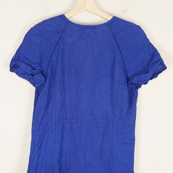 Zyga Lin'n 100% Linen Blue Pleated Detail Midi Dress Womens Sz EU 38 / US 6 - Picture 4 of 7